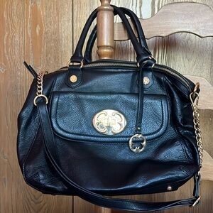 Black Leather Emma Fox purse with removable shoulder strap